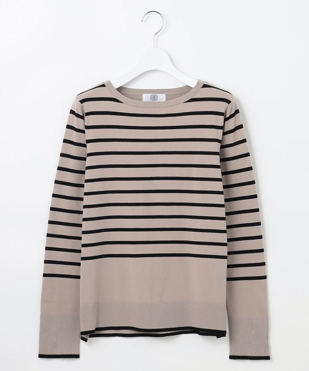 J.PRESS LADIES L 【洗える】VIGODA ボーダー ニット モカ×ブラック系