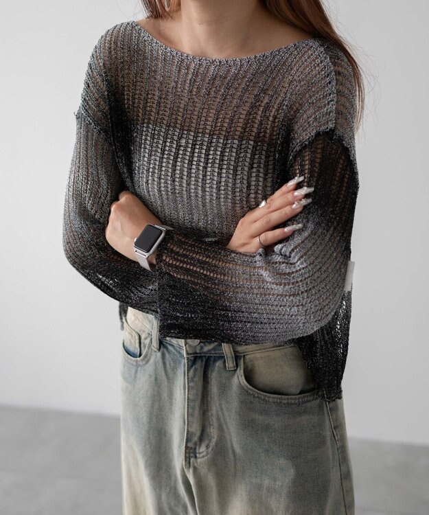 WEGO グラデーションニットプルオーバー ブラック