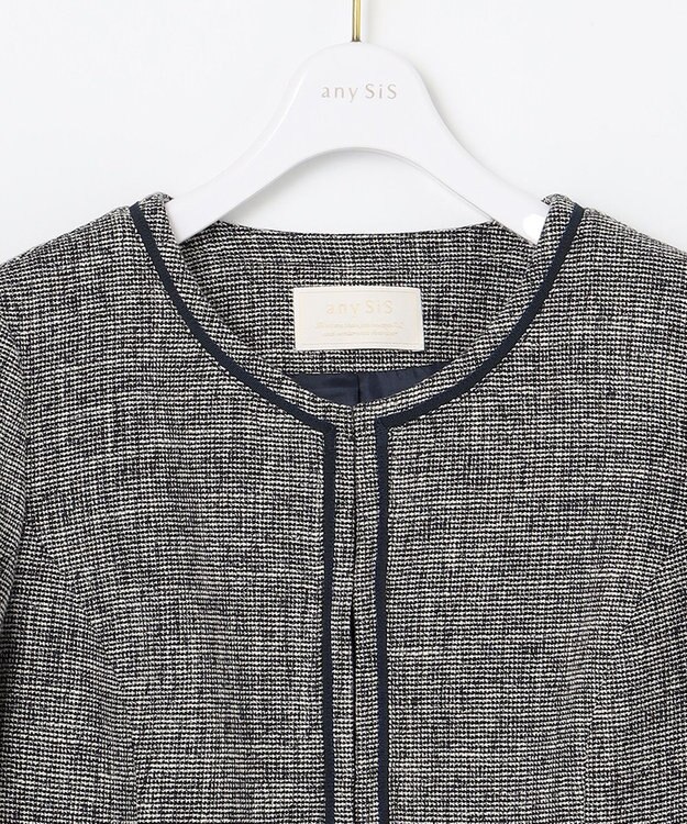 ANY SIS ミニライトボーダー ジャケット シャンブレーネイビー