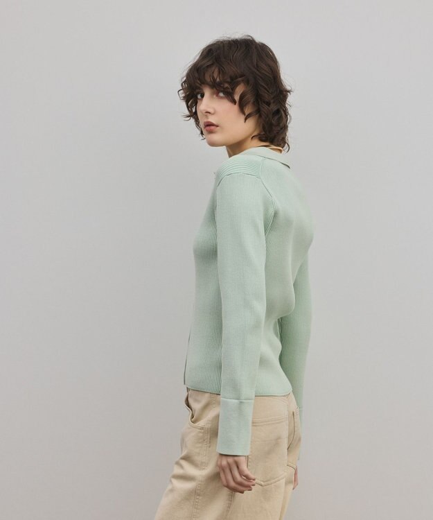 GRACE CONTINENTAL リブシャツニットトップ ライトグリーン