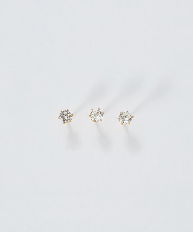 Phoebe 【金属アレルギー対応】3setビジューピアス　ゴールド/サージカルステンレス ゴールド