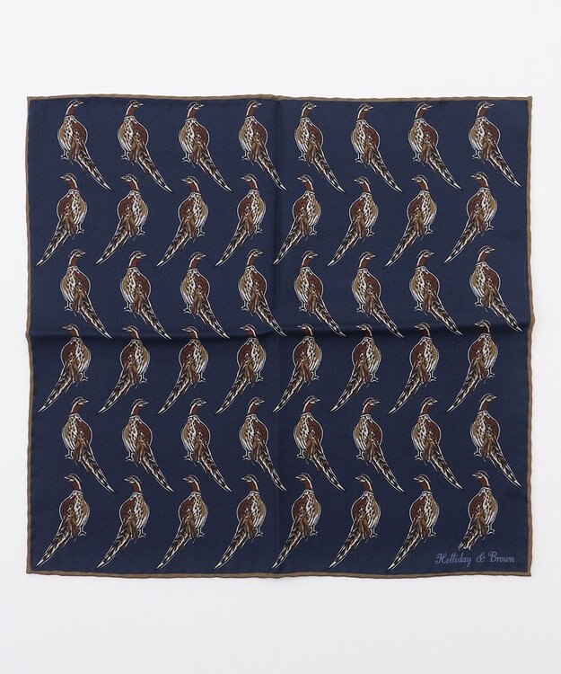 JOSEPH ABBOUD 【イタリア製・Holliday&Brown】バードグラフィックプリントポケットチーフ ネイビー系6