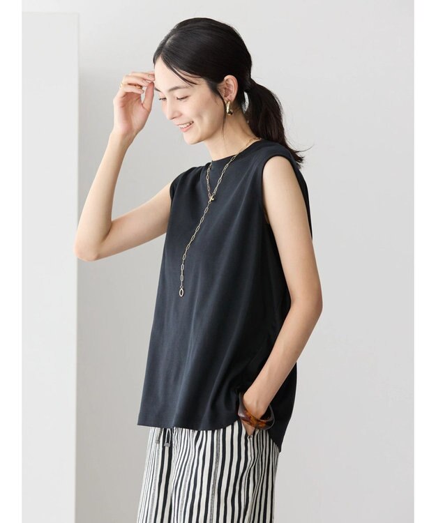 AMERICAN HOLIC 接触冷感ショルダータックノースリーブプルオーバー Black