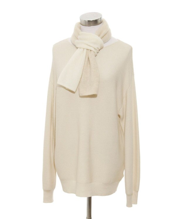 MOONBAT 【洗える】mila schon カシミヤ100%バイカラープチマフラー ベージュ