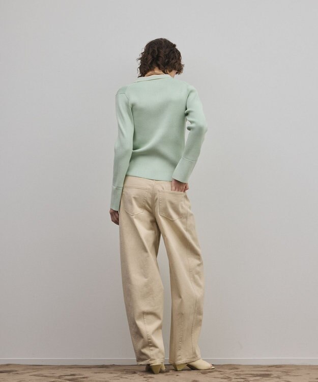 GRACE CONTINENTAL リブシャツニットトップ ライトグリーン