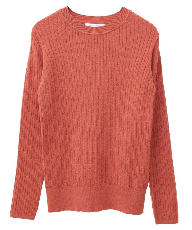 Green Parks プチケーブルクルーネックニットプルオーバー Orange