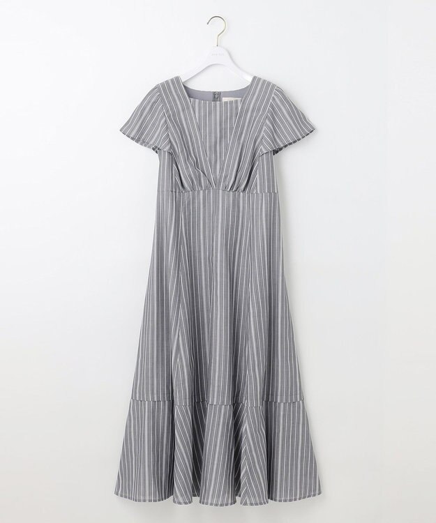 ANY SIS 【洗える】カラミストライプレディ ワンピース グレーストライプ