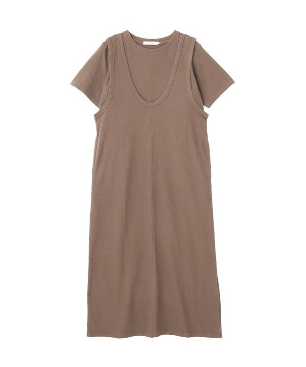 AMERICAN HOLIC 【2点セット】Tシャツ＋Uネックワンピース Brown