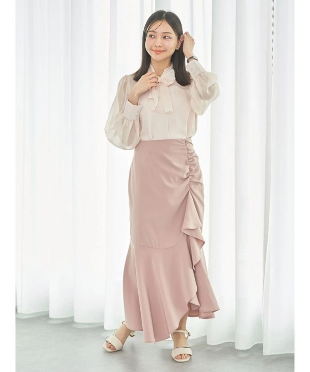 earth music&ecology シアードッキングブラウス Orange