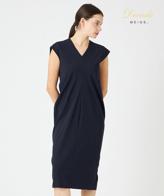 BEIGE， CINDY / Vネックドレス Navy