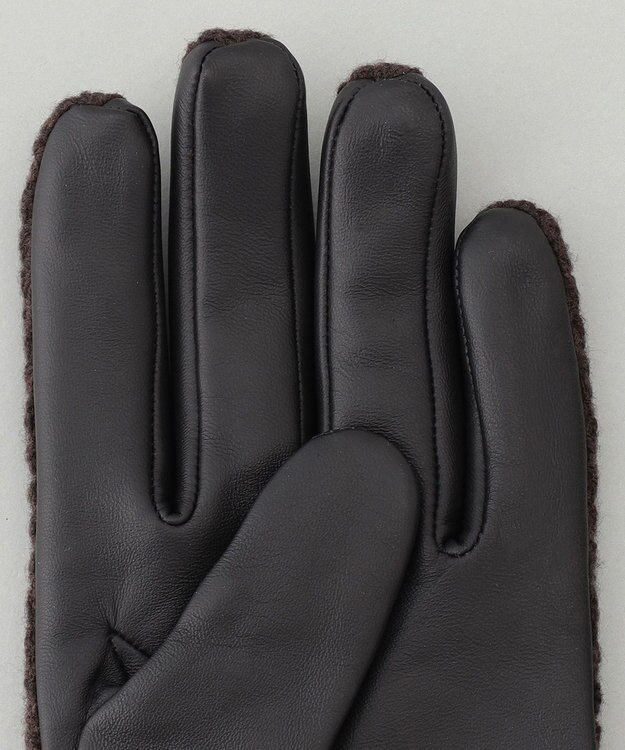 GOTAIRIKU 【スマホ対応】鹿の子×シープレザーコンビグローブ ダークブラウン系