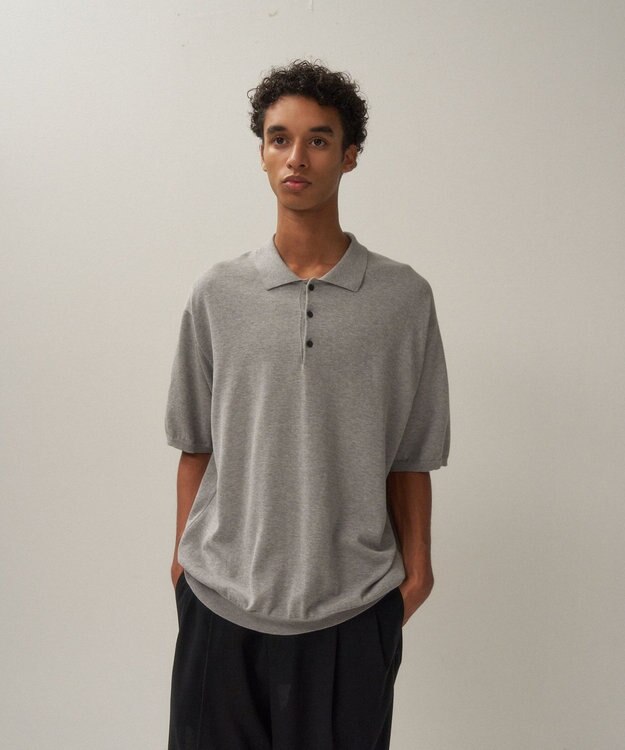 ATON COTTON WASHI KNIT | ハーフスリーブポロセーター - UNISEX TOP GARY