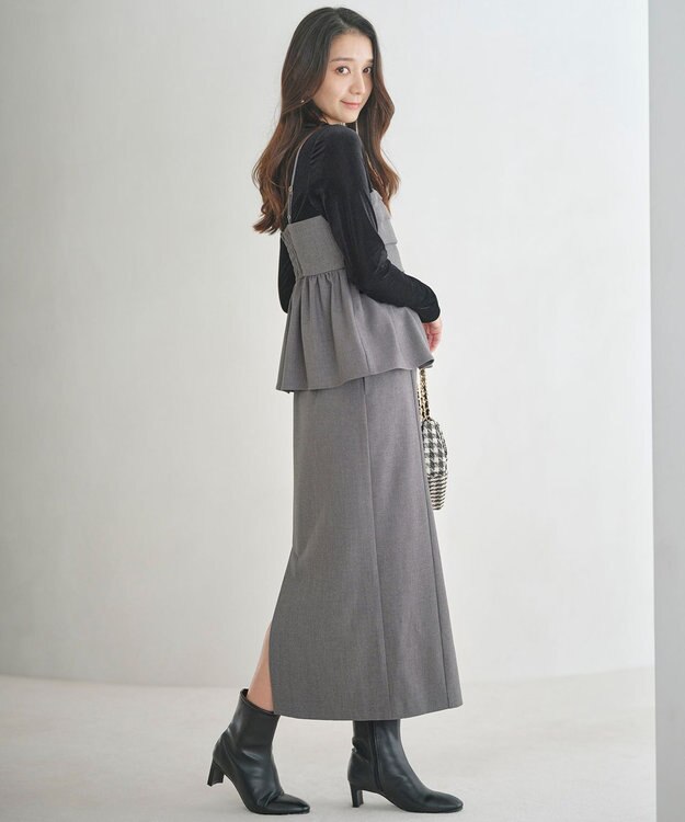 ANY SIS S 【BAILA12月号掲載・貴島明日香さんコラボ】ドッキングビスチェワンピース×インナーセット グレー×ブラック