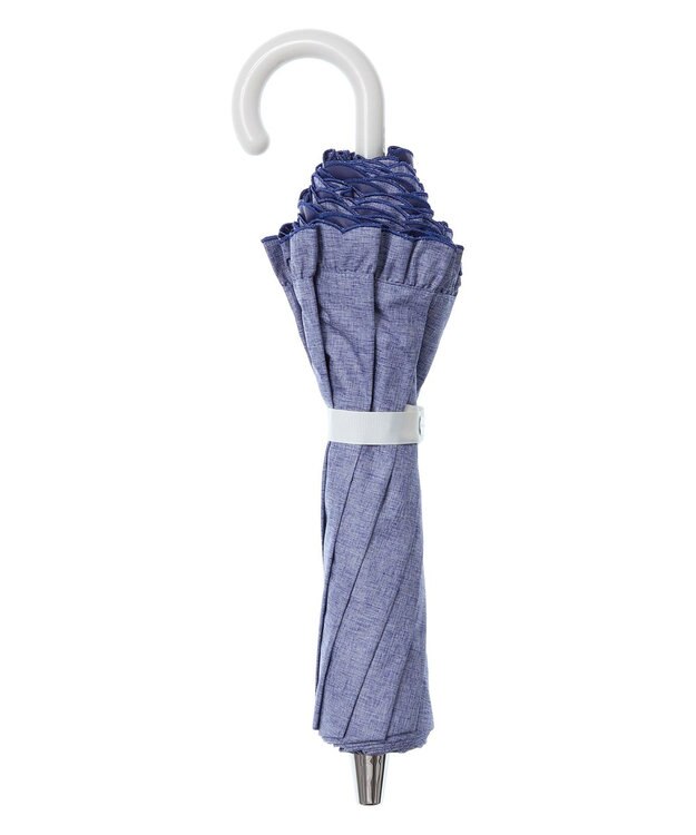 MOONBAT 【日傘】エスタ (estaa) Beauty shield折りたたみ傘フリル ディープブルー