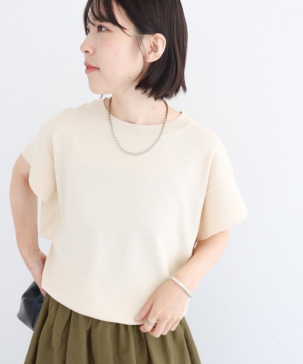 Green Parks 袖フレアフレンチスリーブニットプルオーバー Light Beige