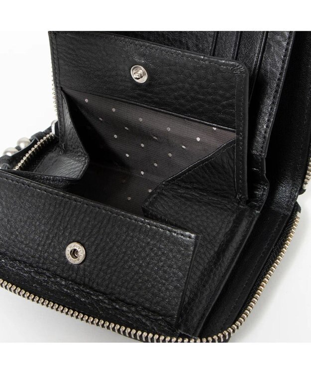 UNBILLION ペルケ perche / ドット型押しラウンドパームフィット財布 ブラック