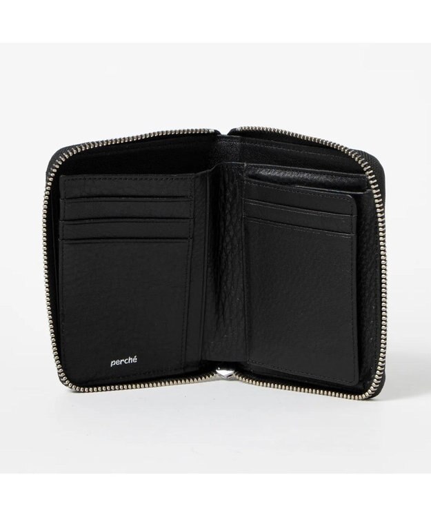 UNBILLION ペルケ perche / ドット型押しラウンドパームフィット財布 ブラック