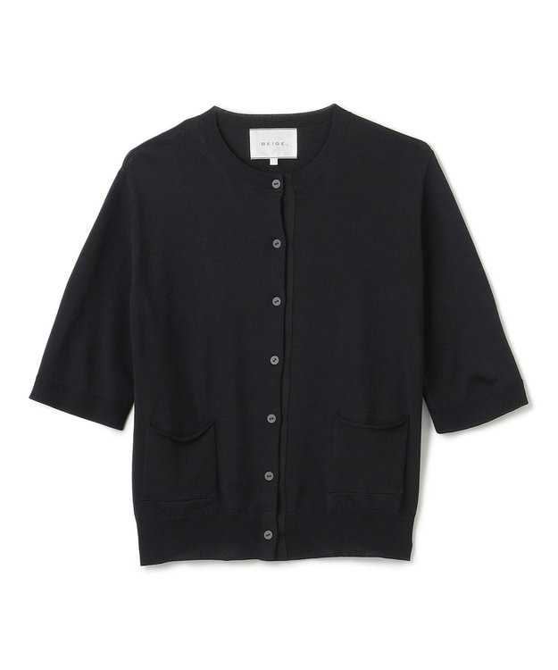 BEIGE， 【洗える】VALOIS / 半袖カーディガン Black