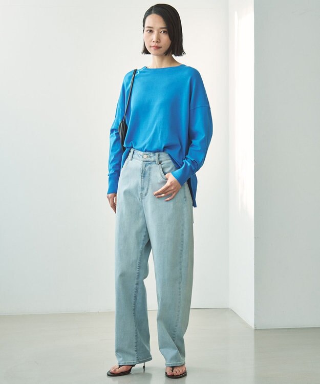 UNFILO L マイビューティ クルーネック ニット ブルー