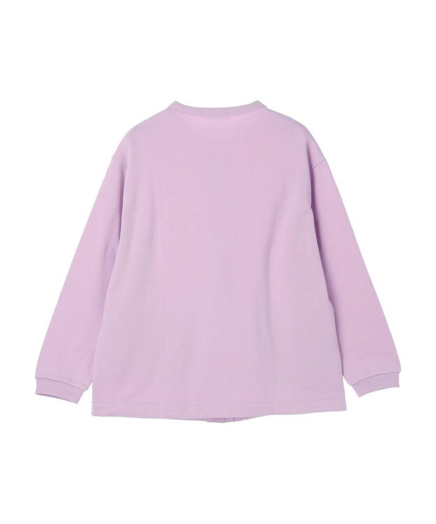 Green Parks 裏起毛ミディ丈ドットボタンカーディガン Purple