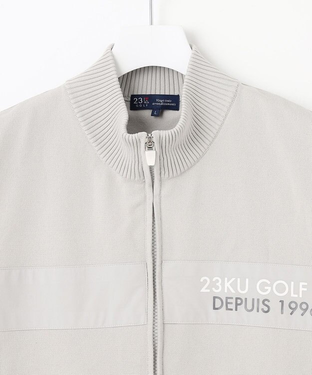 23区GOLF 【MEN】【ウォッシャブル】ジップアップ ニットベスト ライトグレー系