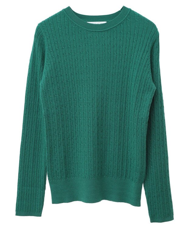 Green Parks プチケーブルクルーネックニットプルオーバー Green
