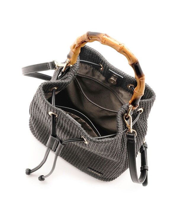MioFIRANO ガーターステッチバンブーハンドルバッグ 2WAY　FIRANO フィラノ BLACK