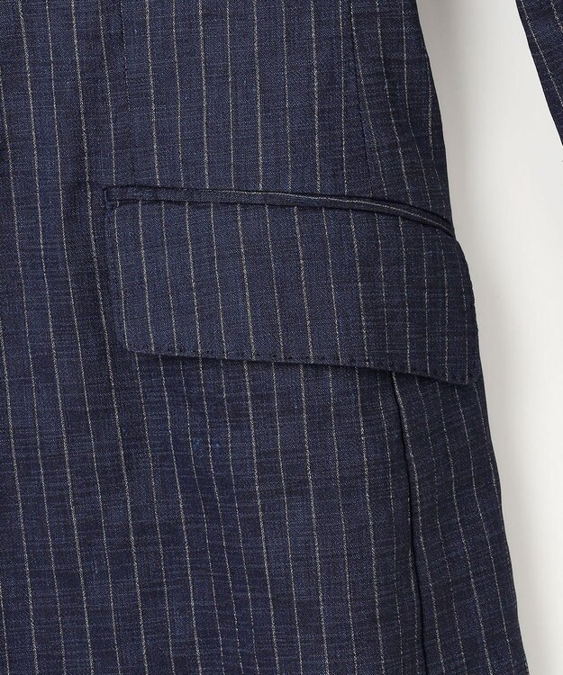 JOSEPH ABBOUD 【清涼/軽量/ストレッチ】ミックスリネンストライプジャケット ネイビー系1