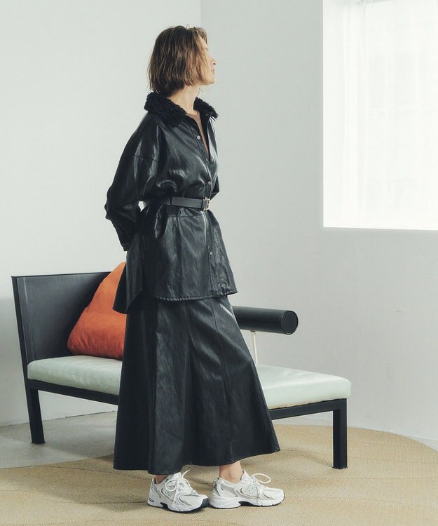 YECCA VECCA レザーライクシャツジャケット Black