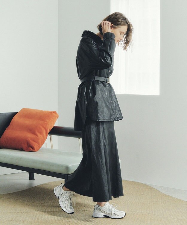 YECCA VECCA レザーライクシャツジャケット Black