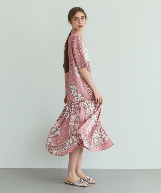 GRACE CONTINENTAL バンダナプリントシャツドレス ピンク