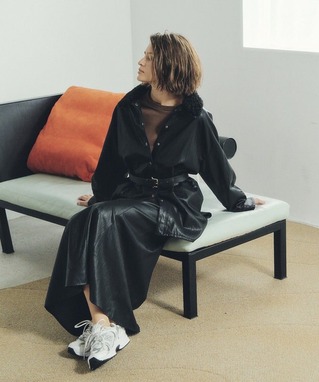 YECCA VECCA レザーライクシャツジャケット Black