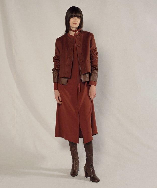 JOSEPH ライトダブルフェイス　ショート丈ジャケット Mahogany