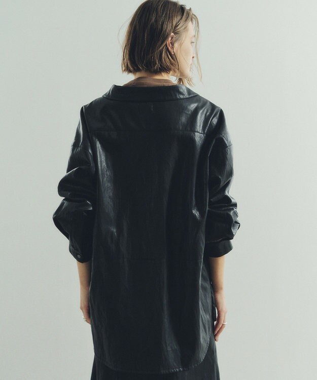 YECCA VECCA レザーライクシャツジャケット Black