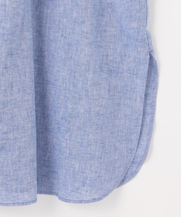 23区 S 【SLOW/洗える】リネンコットン シャツワンピース ブルー系