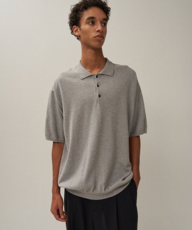 ATON COTTON WASHI KNIT | ハーフスリーブポロセーター - UNISEX TOP GARY