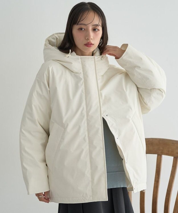 earth music&ecology フーデットパファーコート Ivory