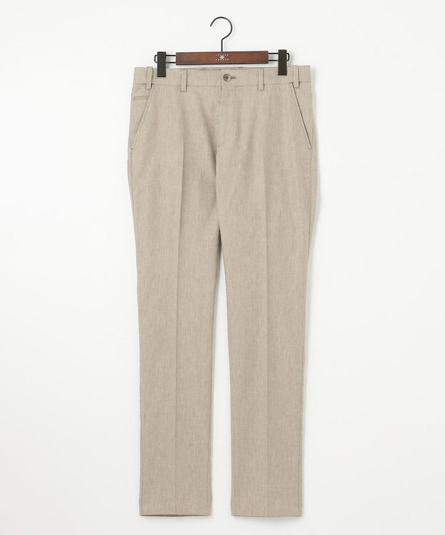 JOSEPH ABBOUD 【ウエストも伸びる！/ストレッチ】ミックスリネンシャンブレーパンツ ベージュ系