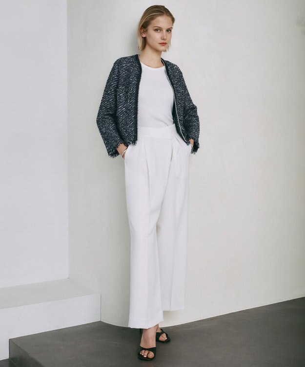 ICB 【洗える】シルフィルダブルクロス ワイドパンツ アイボリー系