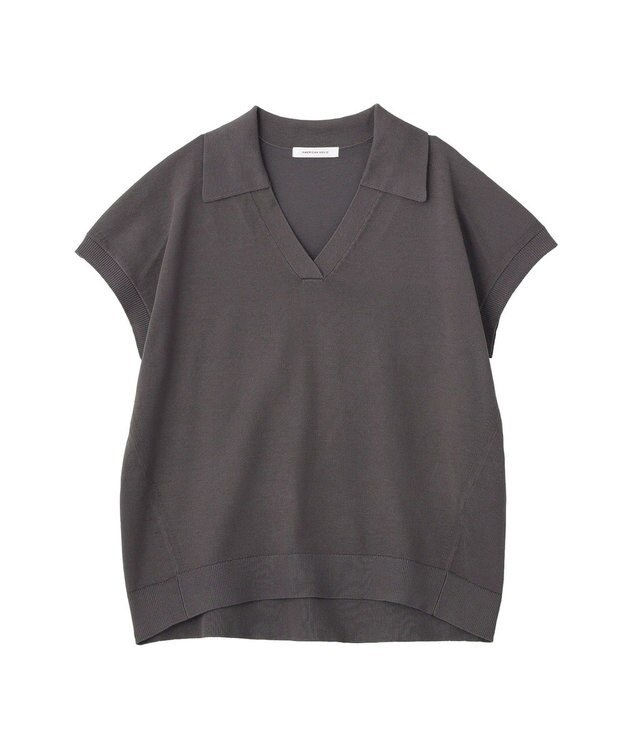 AMERICAN HOLIC フレンチスリーブスキッパールーズニットプルオーバー Charcoal Gray