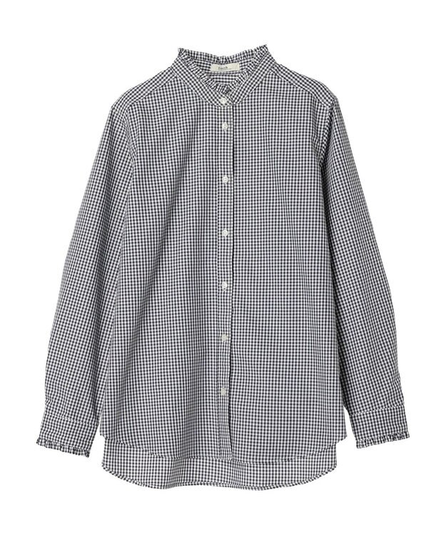 earth music&ecology スタンドフリルシャツ Gingham Check