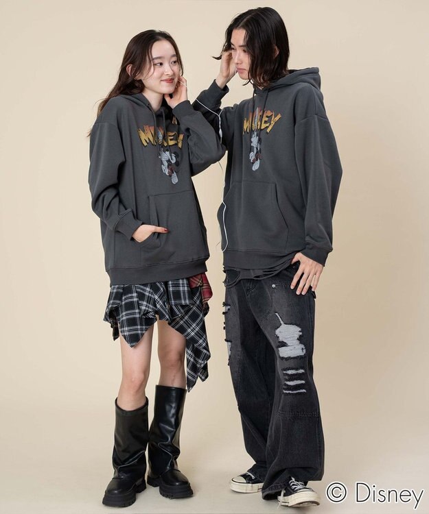 WEGO 【ユニセックス着用ITEM/25年秋冬新作】DISNEYグラフィックプルオーバー スミクロ