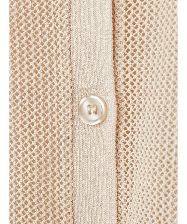 Green Parks メッシュミディ丈ニットカーディガン Ecru