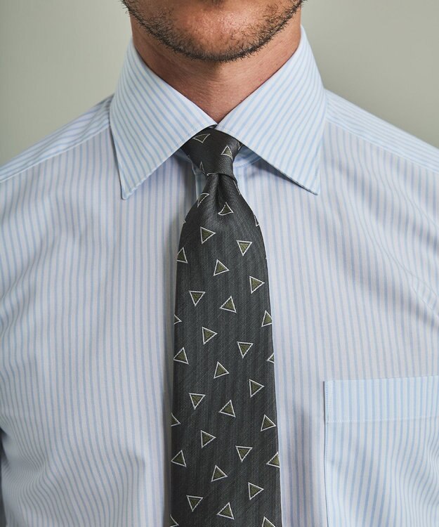 GOTAIRIKU 【形態安定】PREMIUMPLEATS_セミワイドカラー 通年ドレスシャツ（ストライプ） サックスブルー系1