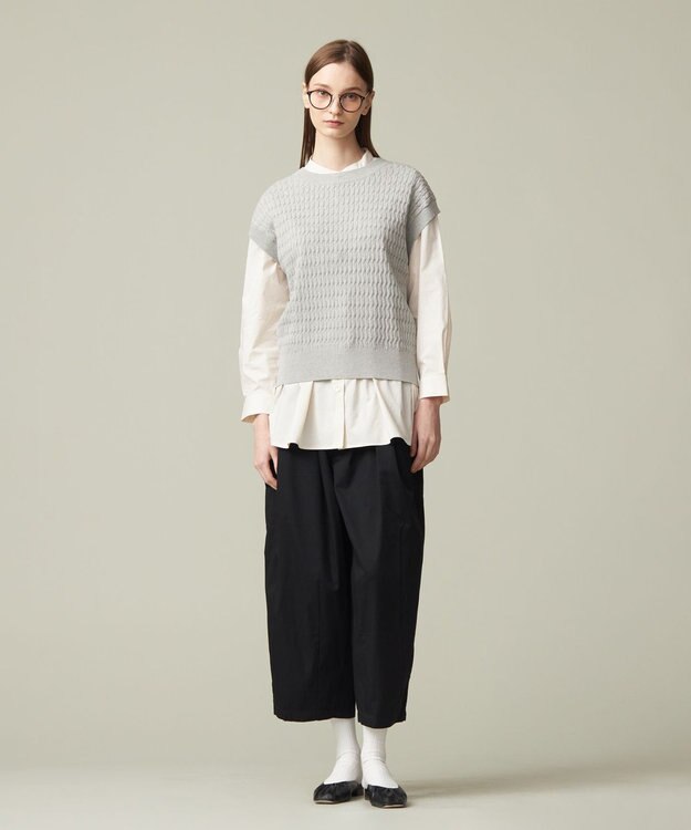 J.PRESS YORK STREET 【WOMEN】コットンケーブル ベスト ライトグレー系