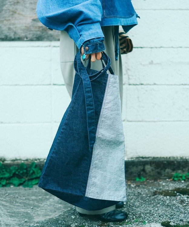 woadblue 【157】DENIM TIE TOTE デニムトートバッグ ブルー BLUE