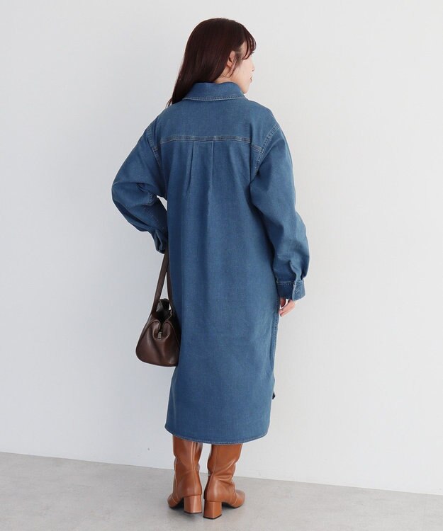 CRAFT STANDARD BOUTIQUE 裏起毛デニムヘンリーワンピース Blue