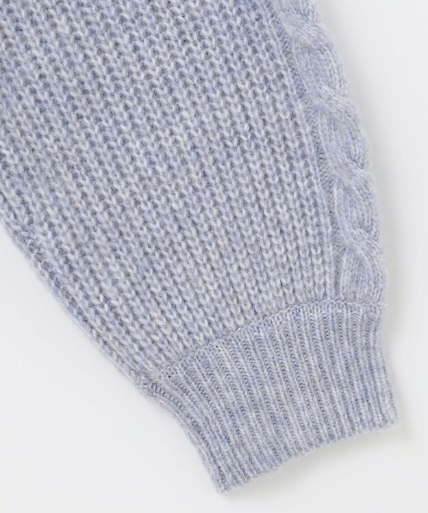 ANY SIS 【洗える】袖ケーブルショート ニット ライトブルー