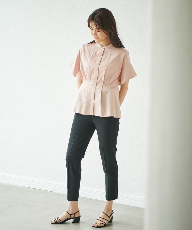 #Newans 【ANSWER for シンプルベーシック】スリットスリーブペプラムブラウス ピンク系