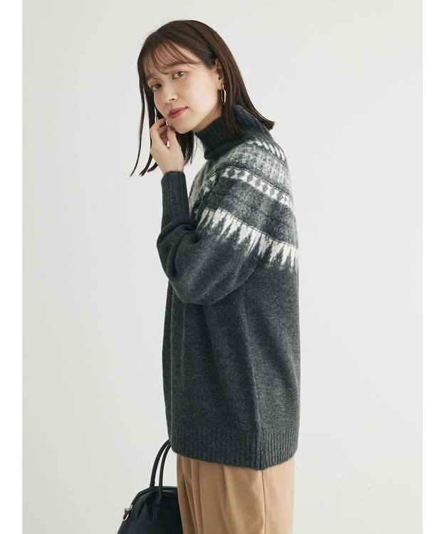 Green Parks 求心柄ニットプルオーバー Charcoal Gray